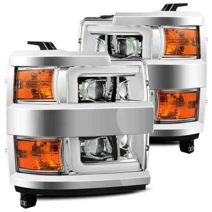 AlphaRex 880225 15-19 Chevy Silverado 2500HD PRO-Series Headlight Plank Chrome w/Activ Light/Seq Signal/DRL