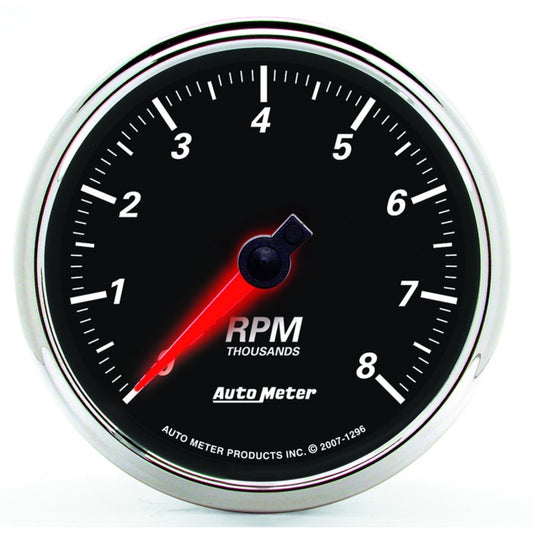Autometer Designer Black II 3 3/8in 8000 RPM In-Dash Tachometer 1296