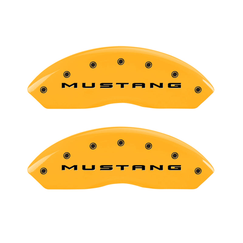 MGP 4 Caliper Covers Engraved Front 2015/Mustang Engraved Rear 2015/37 Yellow finish black ch MGP