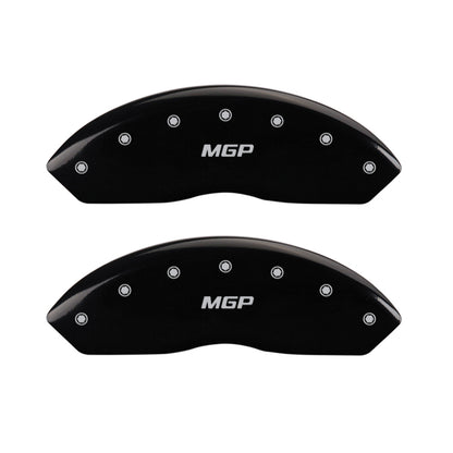 MGP 4 Caliper Covers Engraved Front & Rear MGP Black Finish Silver Char 2019 GMC Arcadia MGP