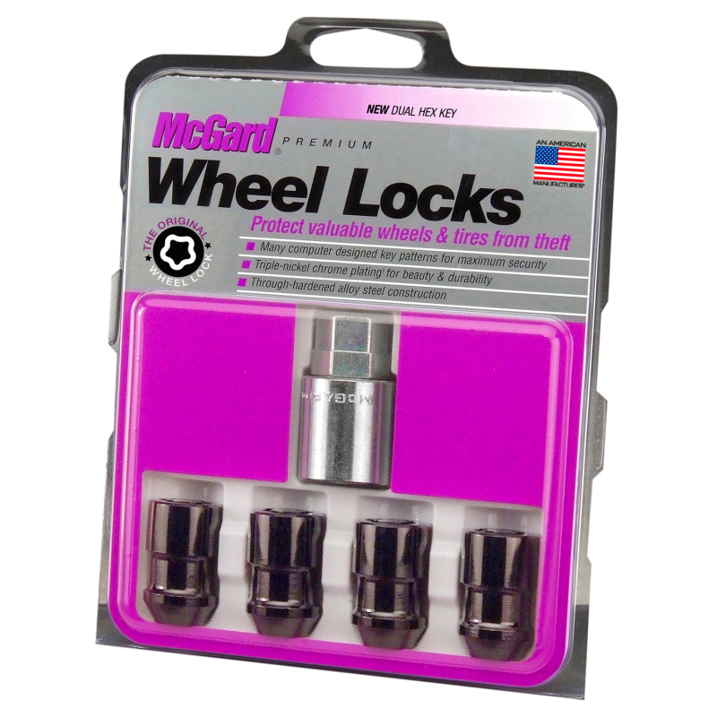 McGard Wheel Lock Nut Set - 4pk. (Cone Seat) 1/2-20 / 3/4 & 13/16 Dual Hex / 1.46in. Length - Black - eliteracefab.com