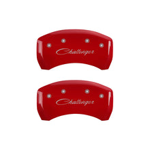 Load image into Gallery viewer, MGP 4 Caliper Covers Engraved Front &amp; Rear Cursive/Challenger Red finish silver ch - eliteracefab.com