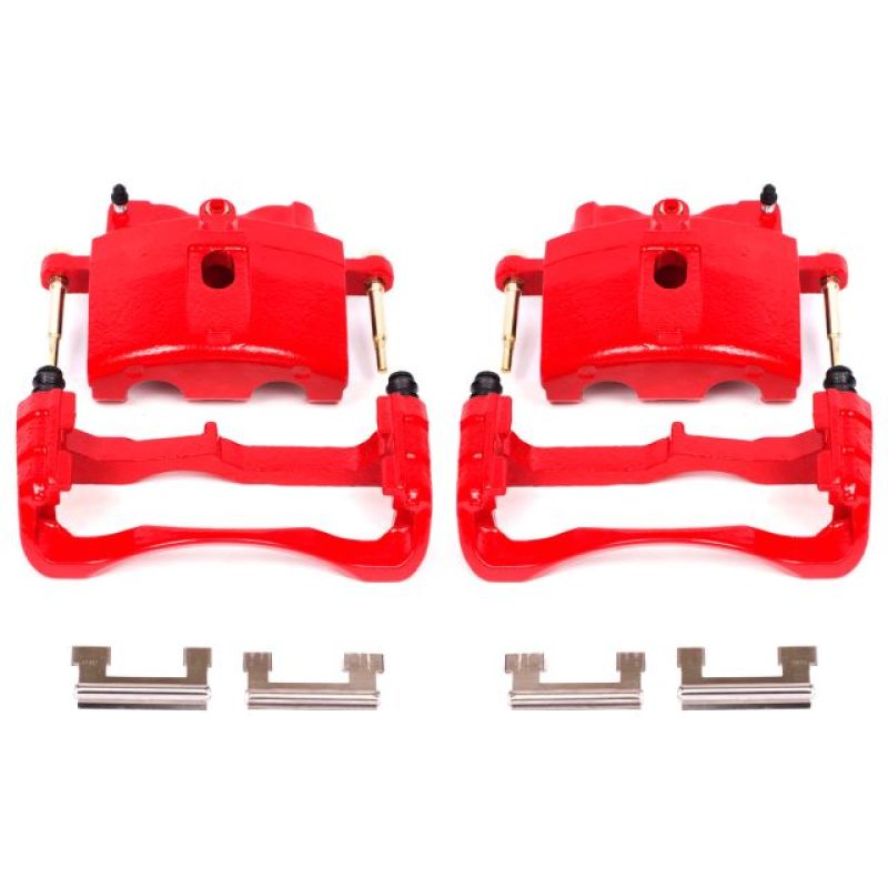 Power Stop 00-04 Cadillac DeVille Front Red Calipers w/Brackets - Pair - eliteracefab.com