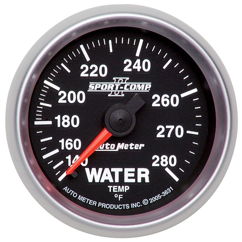 Autometer Sport-Comp II 2-1/16in 140-280 Deg Mechanical Water Temp Gauge - Black 3631