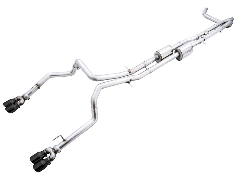 AWE Tuning 4th Gen GM 1500 6.2L 0FG Catback Split Rear Exit (w/ Bumper Cutouts) - Quad Diamond Tips - eliteracefab.com