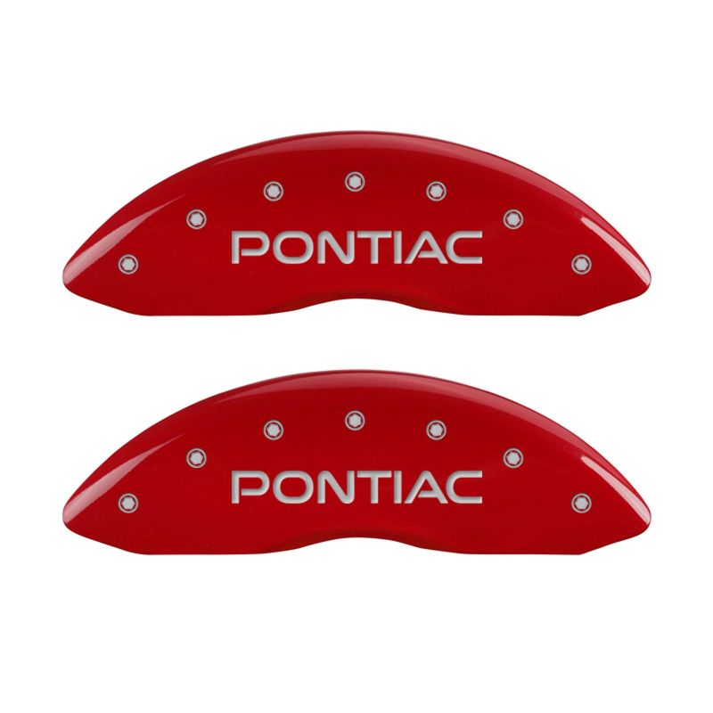 MGP 4 Caliper Covers Engraved Front & Rear Pontiac Red Finish Silver Char 2006 Pontiac GTO MGP