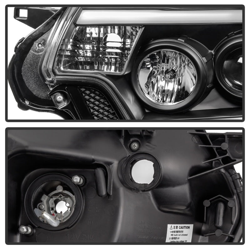 Spyder Toyota Tacoma 12-15 Projector Headlights Light Bar DRL Black PRO-YD-TT12-LBDRL-BK - eliteracefab.com