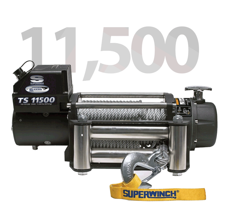 Superwinch 11500 LBS 12 VDC 3/8in x 84ft Steel Rope Tiger Shark 11500 Winch - eliteracefab.com