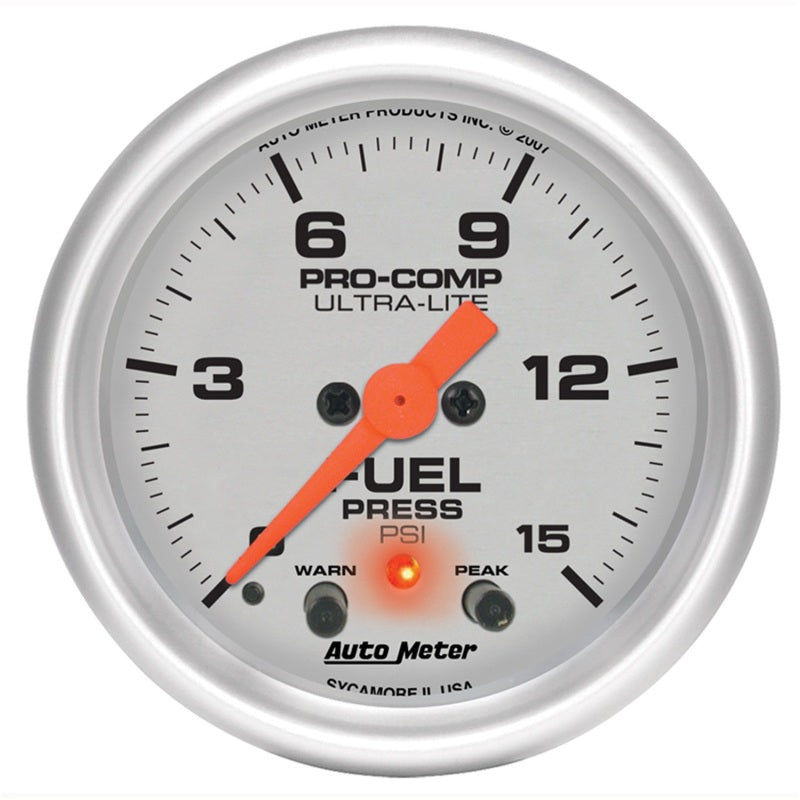 Autometer Ultra-Lite 2-1/16in 15PSI Stepper Motor Fuel Pressure Gauge 4367