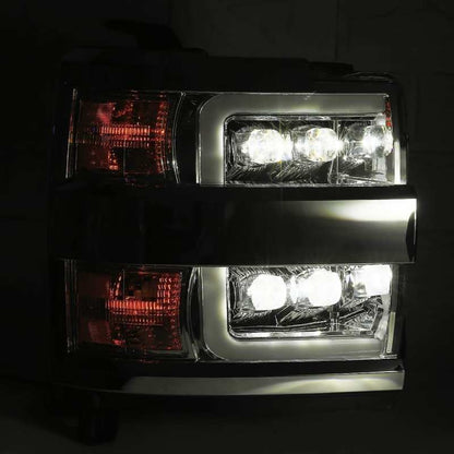 AlphaRex 880229 15-18 Chevy 2500HD NOVA LED Proj Headlight Plank Style Jet Blk w/Activ Light/Seq Signal/DRL