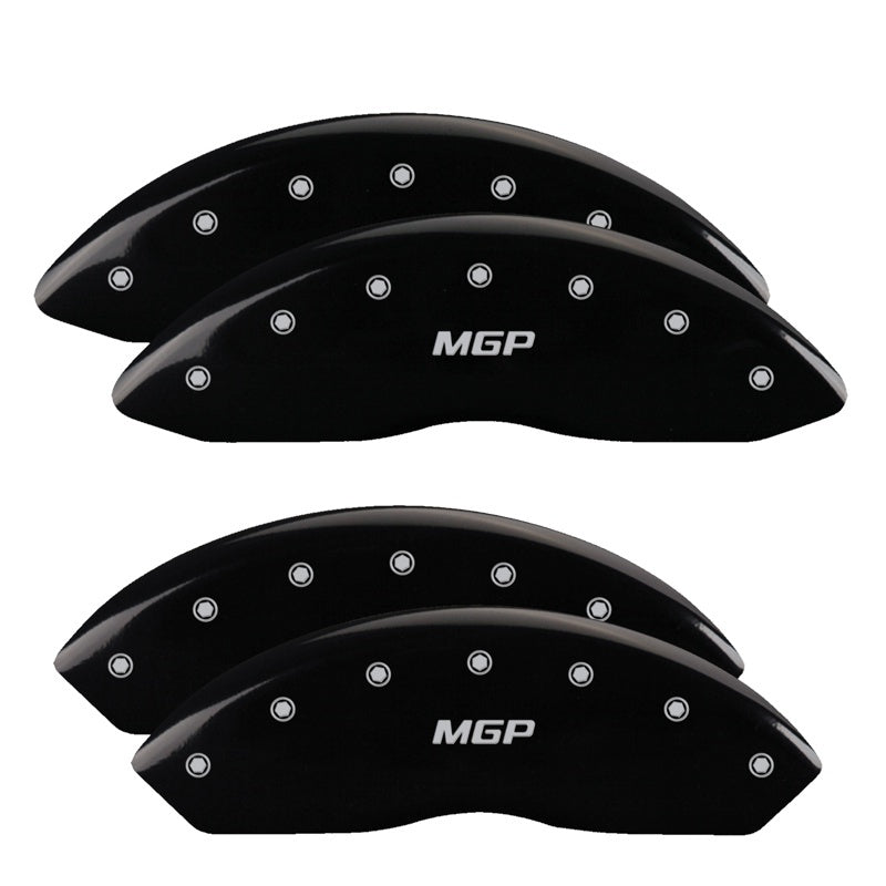 MGP 4 Caliper Covers Engraved Front & Rear MGP Black Finish Silver Char 2014 Chevrolet Express 2500 MGP