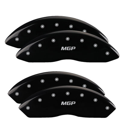 MGP 4 Caliper Covers Engraved Front & Rear MGP Black Finish Silver Char 2012 GMC Savana 2500 MGP