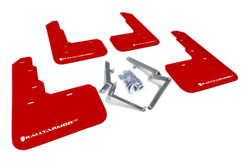Rally Armor UR Mudflaps Urethane Honda Civic Type R 2017+ - Red/White - eliteracefab.com