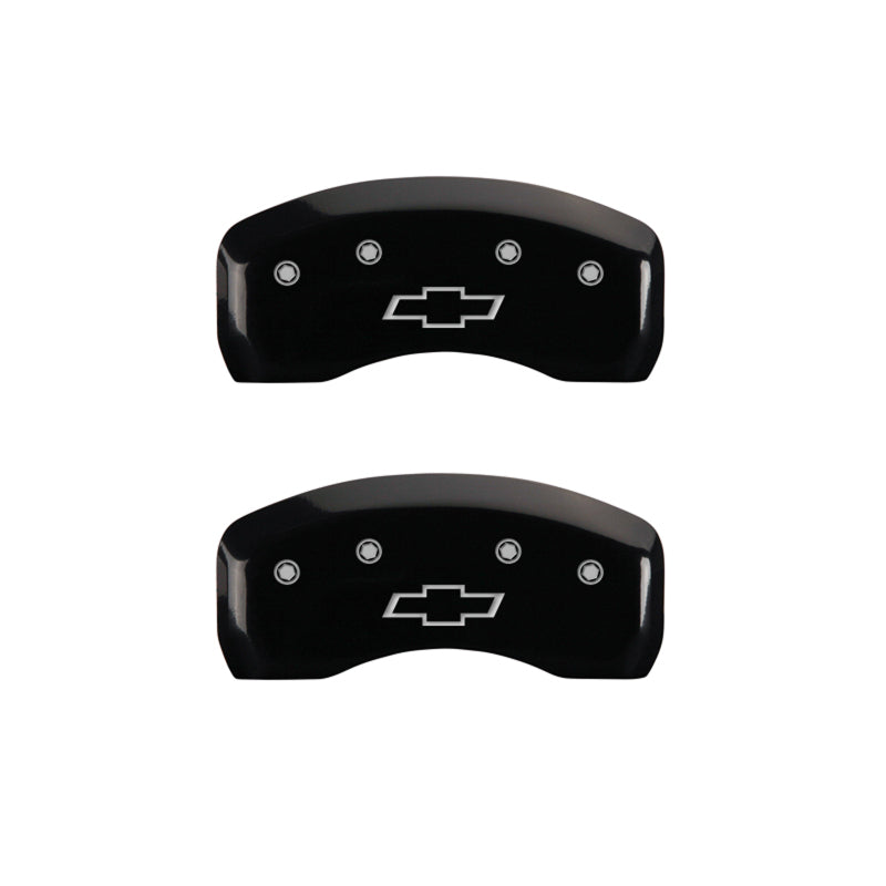 MGP 4 Caliper Covers Engraved Front & Rear Bowtie Black finish silver ch MGP