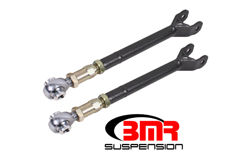 BMR 08-17 CHALLENGER LOWER TRAILING ARMS W/ ON-CAR ADJ. ROD ENDS - BLACK HAMMERTONE - eliteracefab.com