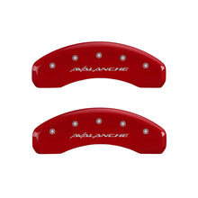 Load image into Gallery viewer, MGP 4 Caliper Covers Engraved Front &amp; Rear Avalanche Red finish silver ch MGP