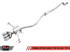AWE Tuning 2017+ Honda Civic Type R Touring Edition Exhaust w/Front Pipe & Triple Chrome Silver Tips - eliteracefab.com