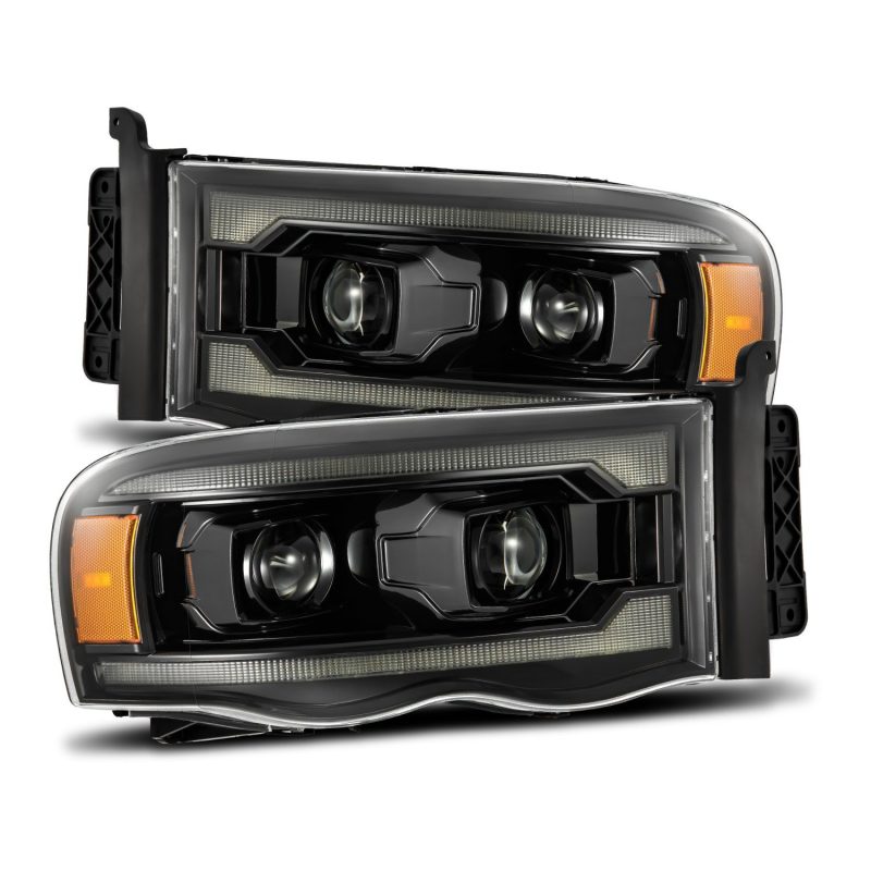 AlphaRex 880572 02-05 Dodge Ram 1500 PRO-Series Projector Headlights Plank Style Alpha Black w/Seq Signal