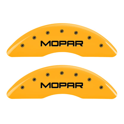 MGP 4 Caliper Covers Engraved Front & Rear Mopar Yellow Finish Black Char 2010 Dodge Ram 2500 MGP
