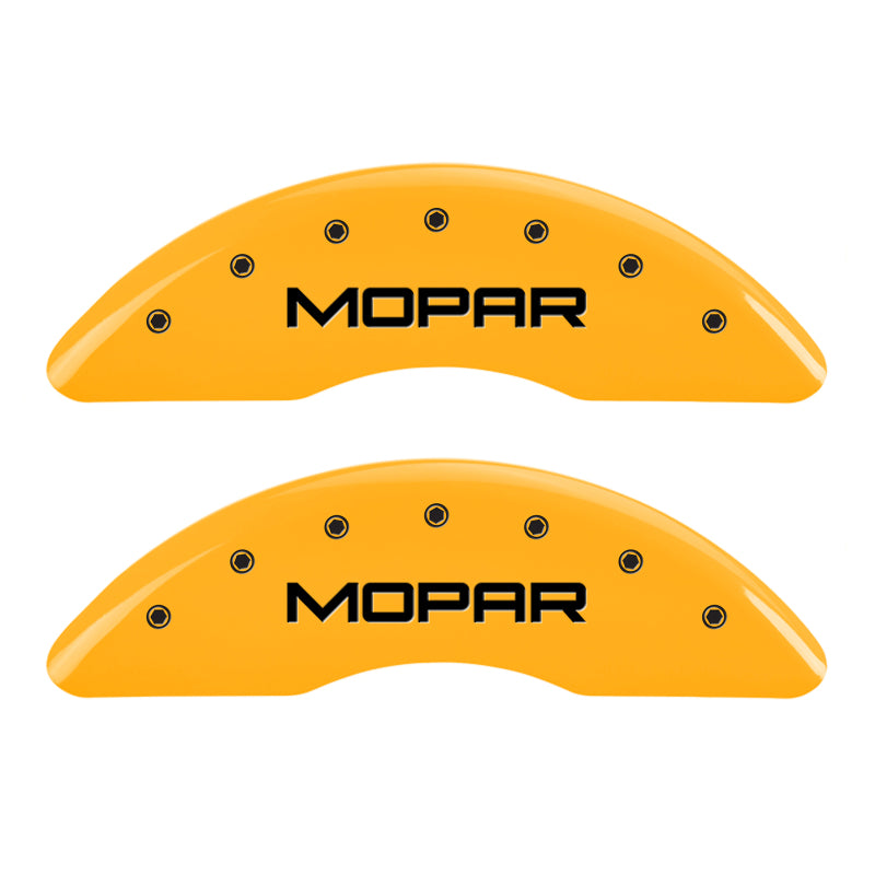 MGP 4 Caliper Covers Engraved Front & Rear Mopar Yellow Finish Black Char 2010 Dodge Ram 2500 MGP