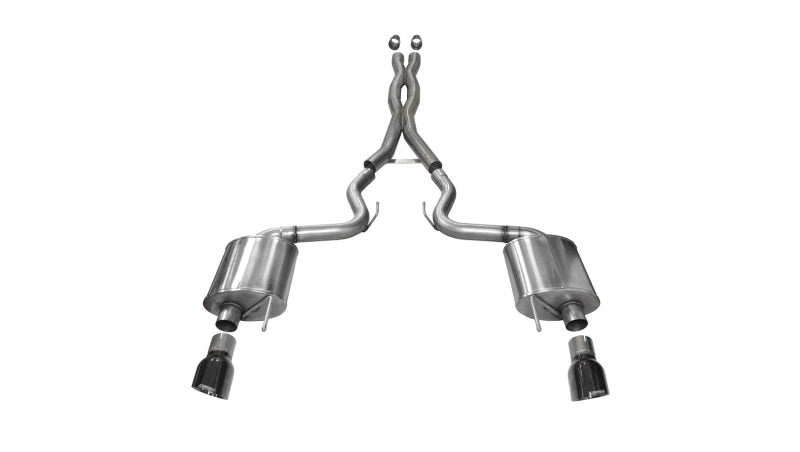 Corsa 2015 Ford Mustang GT 5.0 3in Cat Back Exhaust Black Dual Tips (Sport) - eliteracefab.com