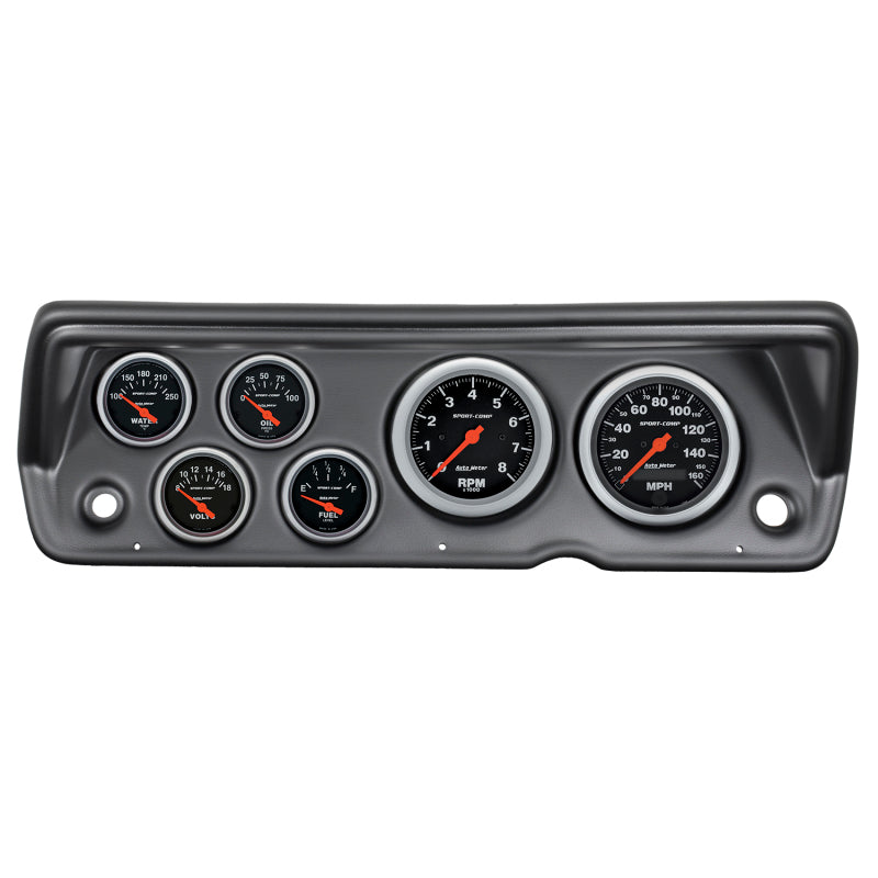 Autometer Sport-Comp 70-76 Duster/ Demon/ Dart Dash Kit 6pc Tach / MPH / Fuel / Oil / WTMP / Volt 7031-SC