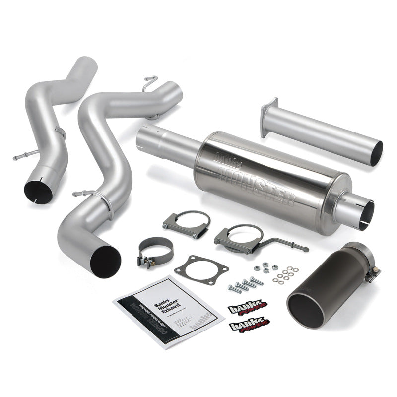 Banks Power 02-05 Chev 6.6L EC/CCSB Monster Exhaust System - SS Single Exhaust w/ Black Tip Banks Power