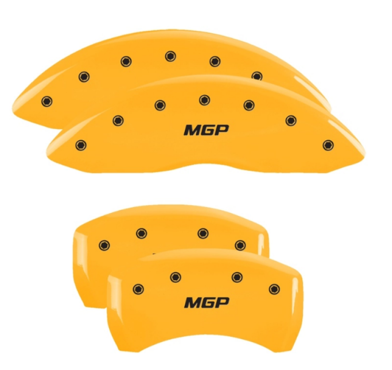 MGP 4 Caliper Covers Engraved Front/Rear 18-19 Buick Regal Sportback Yellow Finish Silver Characters MGP