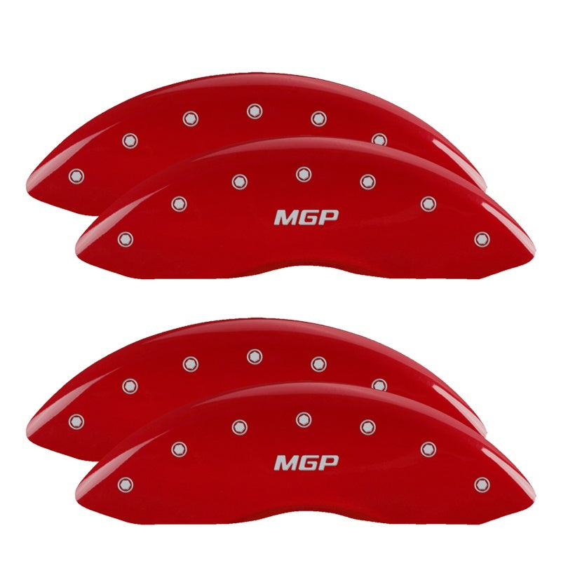 MGP 4 Caliper Covers Engraved Front & Rear Silverado style/SS Red finish silver ch MGP