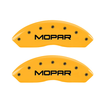 MGP 4 Caliper Covers Engraved Front & Rear Mopar Yellow Finish Black Char 2010 Dodge Nitro MGP