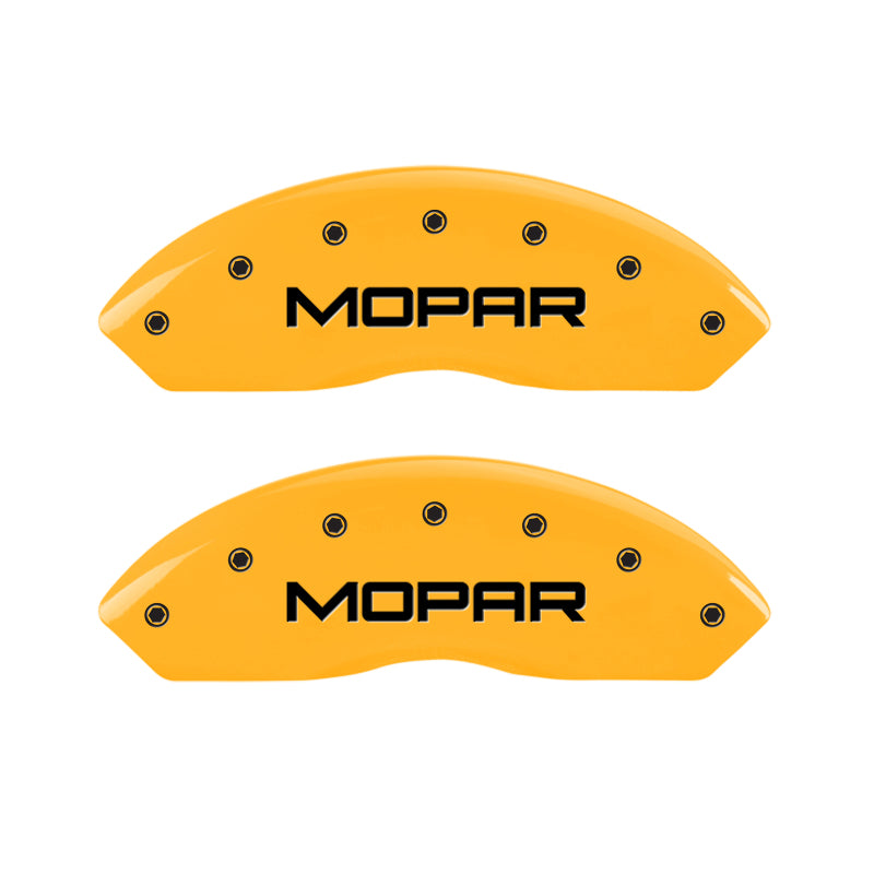 MGP 4 Caliper Covers Engraved Front & Rear Mopar Yellow Finish Black Char 2010 Dodge Nitro MGP