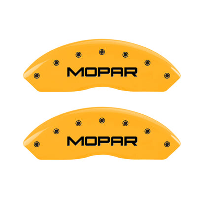 MGP 2 Caliper Covers Engraved Front Mopar Yellow Finish Black Char 2006 Jeep Wrangler MGP