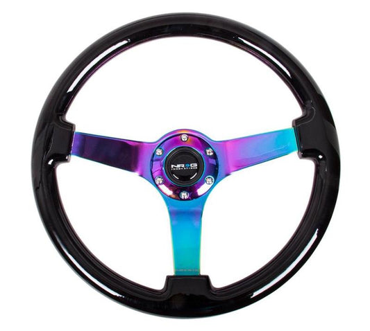 NRG Innovations 350mm Reinforced Woodgrain Steering Wheel - Wood Grain - Black Wood Grain – RST-036BK-MC