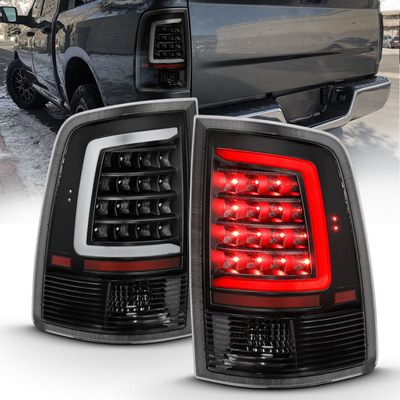 ANZO 2009-2018 Dodge Ram 1500 LED Taillight Plank Style Black w/Clear Lens - eliteracefab.com