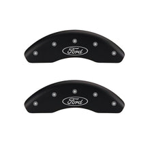 Load image into Gallery viewer, MGP 4 Caliper Covers Engraved Front &amp; Rear Oval logo/Ford Black finish silver ch MGP