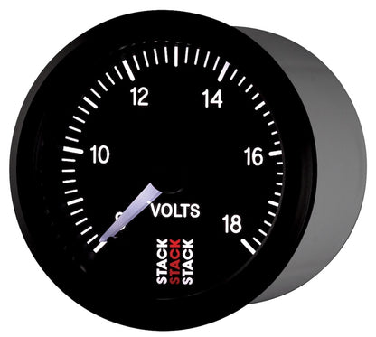 Autometer Stack 52mm 8-18V Pro Stepper Motor Battery Voltage Gauge - Black ST3316