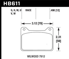 Hawk Wilwood 7912 DTC-30 Race Brake Pads - eliteracefab.com