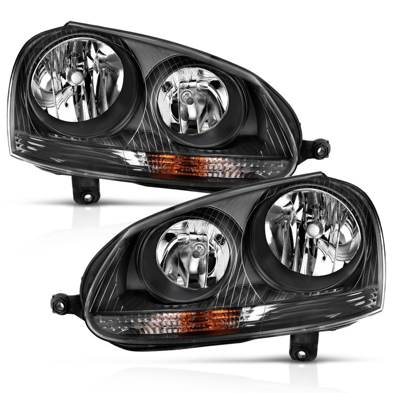 ANZO 2006-2009 Volkswagen Us Rabbit Crystal Headlight Black (Halogen Only) - eliteracefab.com