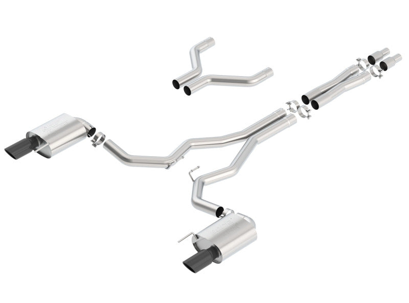 Borla Atak Cat-Back 15-17 Ford Mustang GT 5.0L V8 MT/AT 3in pipe 4in Black Chrome Tips - eliteracefab.com