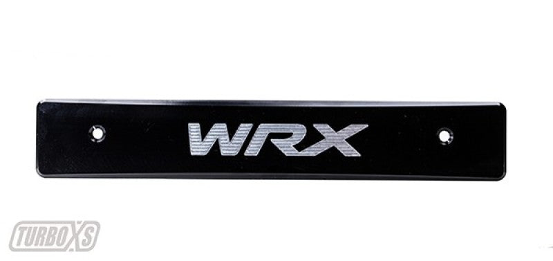 TURBOXS LICENSE PLATE DELETE BLACK; MACHINED SUBARU WRX/STI WRX LOGO; 2008-2014 - eliteracefab.com