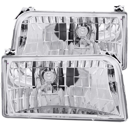 ANZO 1992-1996 Ford F-150 Crystal Headlights Chrome - eliteracefab.com