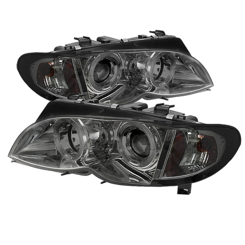 Spyder BMW E46 3-Series 02-05 4DR Projector Headlights 1PC LED Halo Smke PRO-YD-BMWE4602-4D-AM-SM - eliteracefab.com