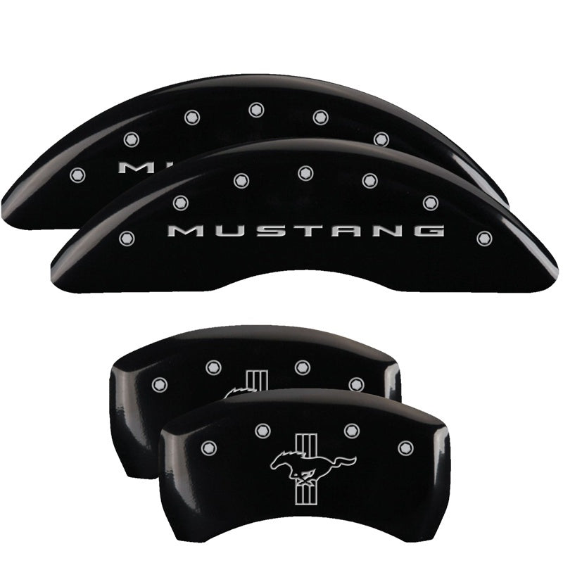 MGP 4 Caliper Covers Engraved Front 2015/Mustang Engraved Rear 2015/Bar & Pony Black fnsh silver ch MGP