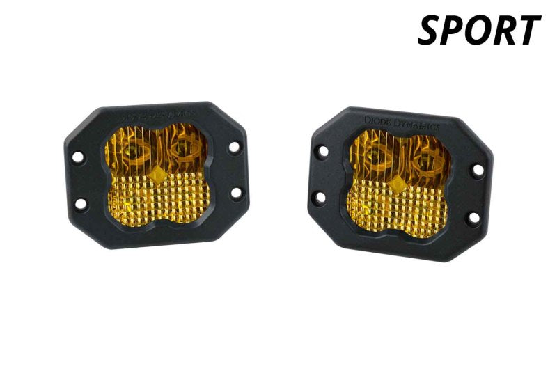Diode Dynamics SS3 LED Pod Sport - Yellow Driving Flush (Pair)