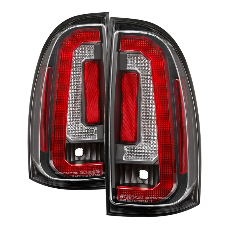 Spyder 05-15 Toyota Tacoma LED Tail Lights (Not Compatible w/OEM LEDS) - Black ALT-YD-TT05V2-LB-BK - eliteracefab.com