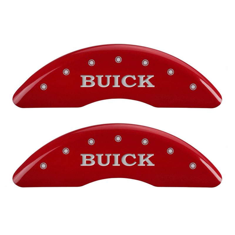 MGP 4 Caliper Covers Engraved Front Buick Rear Buick Shield Red Finish Silver Char 2015 Buick Regal MGP