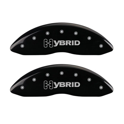MGP 4 Caliper Covers Engraved Front & Rear GM Style/Hybrid Black finish silver ch MGP