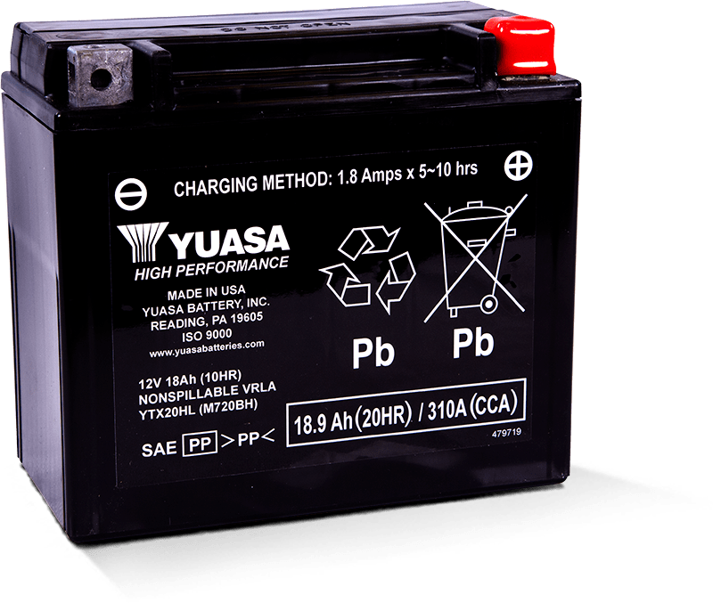 Yuasa YTX20HL Maintenance Free AGM 12 Volt Battery Yuasa Battery