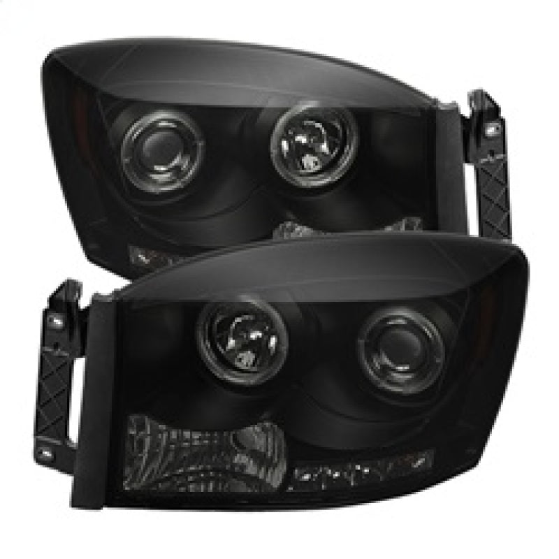 Spyder Dodge Ram 1500 06-08 06-09 Projector Headlights LED Halo LED Blk Smke PRO-YD-DR06-HL-BSM - eliteracefab.com