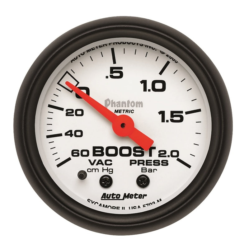 Autometer Phantom 2-1/16in 60CM/HG - 2.0 Bar - Mechanical Gauge 5703-M